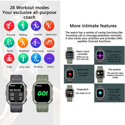 KR06 กันน้ำ Pedometer Sport Smart Watch รองรับอัตราการเต้นของหัวใจ / การตรวจสอบความดันโลหิต / การโทร BT
