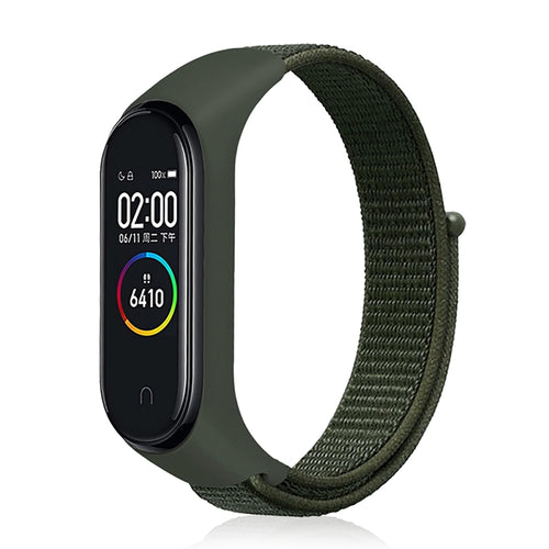 สมาร์ทวอทช์สายนาฬิกาทอไนลอนสำหรับ Xiaomi Mi Band 3 / 4