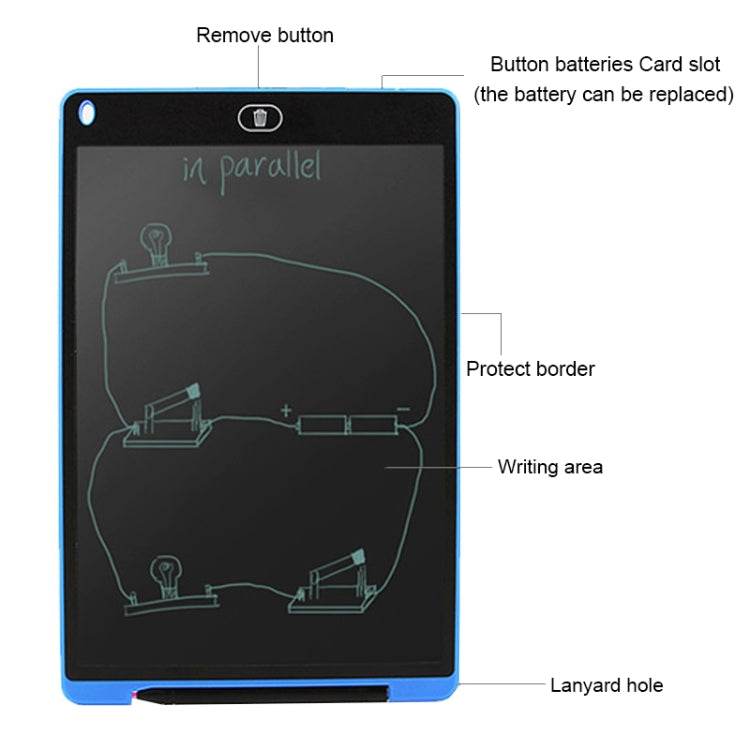 แบบพกพา 12 นิ้ว LCD การเขียนแท็บเล็ต Graffiti อิเล็กทรอนิกส์ Handwriting Pad ข้อความกราฟิกบอร์ดร่างกระดาษพร้อมปากกาเขียน, 12 inch Black