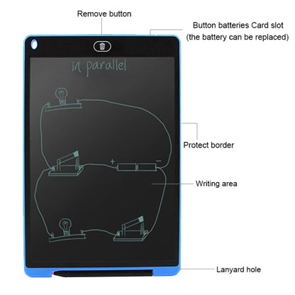 แบบพกพา 12 นิ้ว LCD การเขียนแท็บเล็ต Graffiti อิเล็กทรอนิกส์ Handwriting Pad ข้อความกราฟิกบอร์ดร่างกระดาษพร้อมปากกาเขียน, 12 inch Black