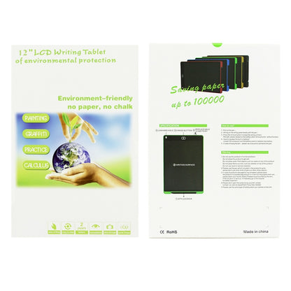 แบบพกพา 12 นิ้ว LCD การเขียนแท็บเล็ต Graffiti อิเล็กทรอนิกส์ Handwriting Pad ข้อความกราฟิกบอร์ดร่างกระดาษพร้อมปากกาเขียน, 12 inch Black