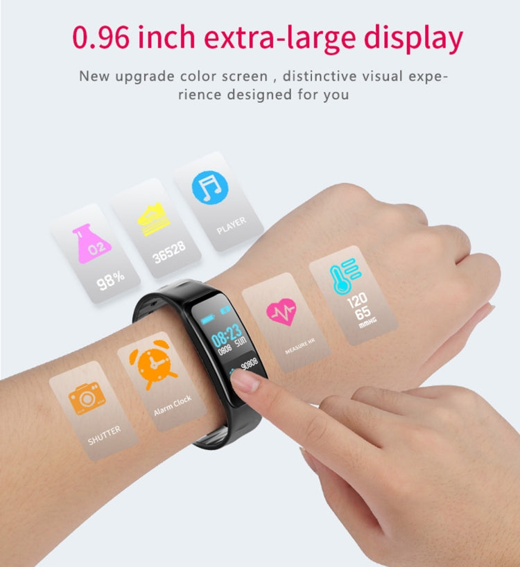 CHIGU C1Plus Fitness Tracker 0.96 นิ้วหน้าจอ IPS สร้อยข้อมือสมาร์ทแบนด์, กันน้ำ IP67, รองรับโหมดกีฬา / ความดันโลหิต / การตรวจสอบการนอนหลับ / เครื่องวัดอัตราการเต้นของหัวใจ / การตรวจสอบความเหนื่อยล้า / การแจ้งเตือนอยู่ประจำ, C1 Plus Black, C1 Plus Blue ...