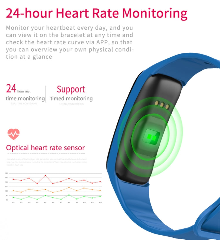 CHIGU C1Plus Fitness Tracker 0.96 นิ้วหน้าจอ IPS สร้อยข้อมือสมาร์ทแบนด์, กันน้ำ IP67, รองรับโหมดกีฬา / ความดันโลหิต / การตรวจสอบการนอนหลับ / เครื่องวัดอัตราการเต้นของหัวใจ / การตรวจสอบความเหนื่อยล้า / การแจ้งเตือนอยู่ประจำ, C1 Plus Black, C1 Plus Blue ...