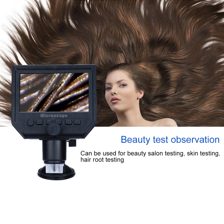 G600 600X 3.6MP 4.3 นิ้ว HD จอแสดงผล LCD USB ชาร์จกล้องจุลทรรศน์ดิจิตอลแบบพกพาพร้อมไฟ LED, รองรับการ์ด Micro SD (สูงสุด 64GB), ปลั๊ก US, AC 100-240V, US Plug
