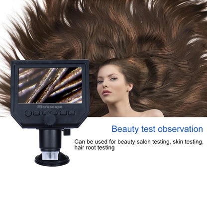 G600 600X 3.6MP 4.3 นิ้ว HD จอแสดงผล LCD USB ชาร์จกล้องจุลทรรศน์ดิจิตอลแบบพกพาพร้อมไฟ LED, รองรับการ์ด Micro SD (สูงสุด 64GB), ปลั๊ก US, AC 100-240V, US Plug