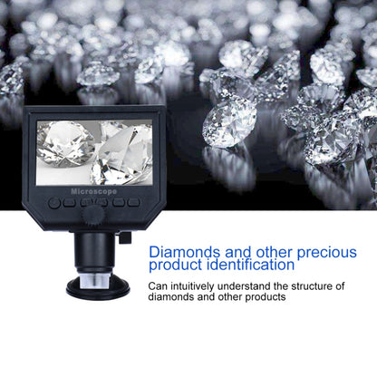 G600 600X 3.6MP 4.3 นิ้ว HD จอแสดงผล LCD USB ชาร์จกล้องจุลทรรศน์ดิจิตอลแบบพกพาพร้อมไฟ LED, รองรับการ์ด Micro SD (สูงสุด 64GB), ปลั๊ก US, AC 100-240V, US Plug