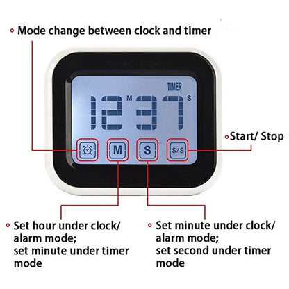 นาฬิกาจับเวลาในครัวนาฬิกาปลุกดิจิตอลหน้าจอสัมผัส LCD ขนาดใหญ่มาพร้อมกับไฟกลางคืนสำหรับทำอาหารเบเกอรี่