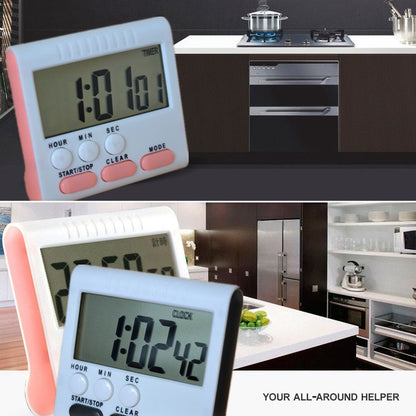ตัวจับเวลาครัวนาฬิกาปลุกดิจิตอล 24 ชั่วโมงหน้าจอ LCD การสนับสนุนแม่เหล็กสำหรับทำอาหารเบเกอรี่