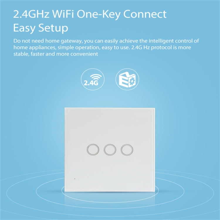 NEO NAS-SC03W Wireless WiFi EU สวิตช์ควบคุมไฟอัจฉริยะ 3Gang, 3 Gang