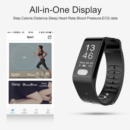 TLW T6 Fitness Tracker 0.96 นิ้ว OLED Display สายรัดข้อมือสร้อยข้อมืออัจฉริยะ, รองรับโหมดกีฬา / ECG / เครื่องวัดอัตราการเต้นของหัวใจ / ความดันโลหิต / เครื่องวัดการนอนหลับ, T6 Black, T6 Blue, T6 Red