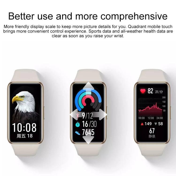 Original Huawei Band 6 Pro 1.47 นิ้วหน้าจอสี AMOLED บลูทูธ 5.0 5ATM สร้อยข้อมือสายรัดข้อมืออัจฉริยะกันน้ำ, รองรับการตรวจจับอุณหภูมิร่างกาย / การตรวจสอบออกซิเจนในเลือด / การตรวจสอบการนอนหลับ / การรูดบัตรสมาร์ท NFC / 96 โหมดกีฬา