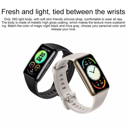 Original Huawei Band 6 Pro 1.47 นิ้วหน้าจอสี AMOLED บลูทูธ 5.0 5ATM สร้อยข้อมือสายรัดข้อมืออัจฉริยะกันน้ำ, รองรับการตรวจจับอุณหภูมิร่างกาย / การตรวจสอบออกซิเจนในเลือด / การตรวจสอบการนอนหลับ / การรูดบัตรสมาร์ท NFC / 96 โหมดกีฬา