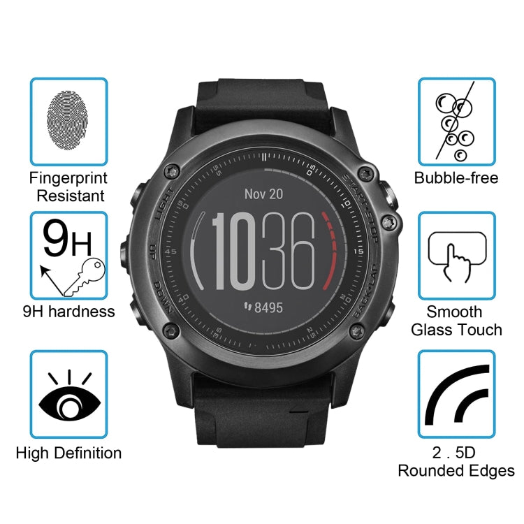 ENKAY Hat-Prince สำหรับ Garmin Fenix 3 HR Smart Watch 0.2mm 9H ความแข็งพื้นผิว 2.15D ฟิล์มกระจกนิรภัยขอบโค้ง