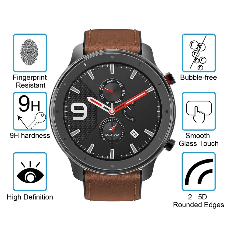 สำหรับ Amazfit GTR 47 มม. 0.26 มม. 2.5D 9H กระจกนิรภัยฟิล์มกันรอยหน้าจอ, For Amazfit GTR 47mm