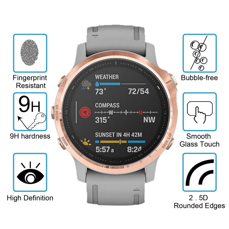 สำหรับ Garmin Fenix 6S 0.26mm 2.5D 9H ฟิล์มกระจกนิรภัยปกป้องหน้าจอ, For Garmin Fenix 6S