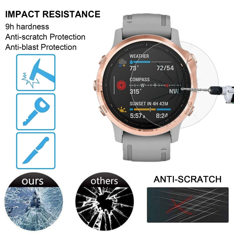 สำหรับ Garmin Fenix 6S 0.26mm 2.5D 9H ฟิล์มกระจกนิรภัยปกป้องหน้าจอ, For Garmin Fenix 6S