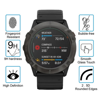 สำหรับ Garmin Fenix 6X Pro 0.26mm 2.5D 9H ฟิล์มกระจกนิรภัยปกป้องหน้าจอ, For Garmin Fenix 6X Pro