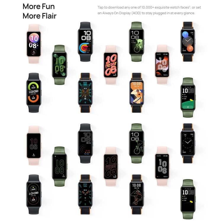 HUAWEI Band 8 NFC 1.47 นิ้ว AMOLED สมาร์ทวอทช์ รองรับอัตราการเต้นของหัวใจ / ความดันโลหิต / ออกซิเจนในเลือด / การตรวจสอบการนอนหลับ, HUAWEI Band 8 NFC