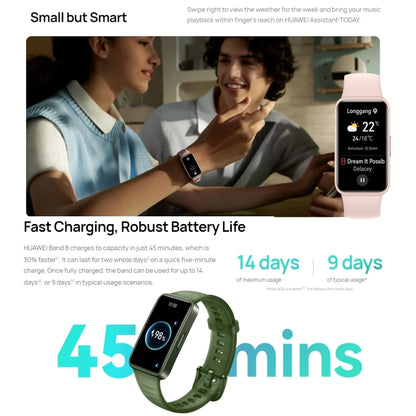 HUAWEI Band 8 Standard 1.47 นิ้ว AMOLED Smart Watch รองรับอัตราการเต้นของหัวใจ / ความดันโลหิต / ออกซิเจนในเลือด / การตรวจสอบการนอนหลับ, HUAWEI Band 8 Standard