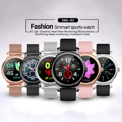 SMA-R2 1.3 นิ้วหน้าจอ IPS สมาร์ทวอทช์ IP65 กันน้ำ, รองรับการโทร / เตือนข้อความ / บลูทู ธ สองโหมด 3.0 + 4.0 / การตรวจสอบการนอนหลับ / การแจ้งเตือนอยู่ประจำ (สายรัดซิลิโคนสีโรสโกลด์)