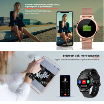 SMA-R2 1.3 นิ้วหน้าจอ IPS สมาร์ทวอทช์ IP65 กันน้ำ, รองรับการโทร / เตือนข้อความ / บลูทู ธ สองโหมด 3.0 + 4.0 / การตรวจสอบการนอนหลับ / การแจ้งเตือนอยู่ประจำ (สายรัดซิลิโคนสีโรสโกลด์)