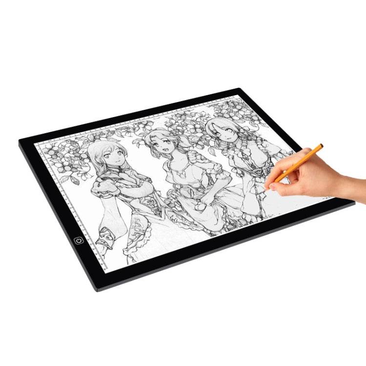 8W 5V LED USB สามระดับความสว่างหรี่แสงได้ A3 ขนาดอะคริลิคบอร์ดคัดลอก Anime Sketch Drawing Sketchpad พร้อมสาย USB และอะแดปเตอร์ไฟ, Three Level of Brightness Dimmable with USB Cable & Power Adapter