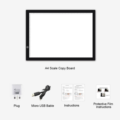 8W 5V LED USB สามระดับความสว่างหรี่แสงได้ A3 ขนาดอะคริลิคบอร์ดคัดลอก Anime Sketch Drawing Sketchpad พร้อมสาย USB และอะแดปเตอร์ไฟ, Three Level of Brightness Dimmable with USB Cable & Power Adapter