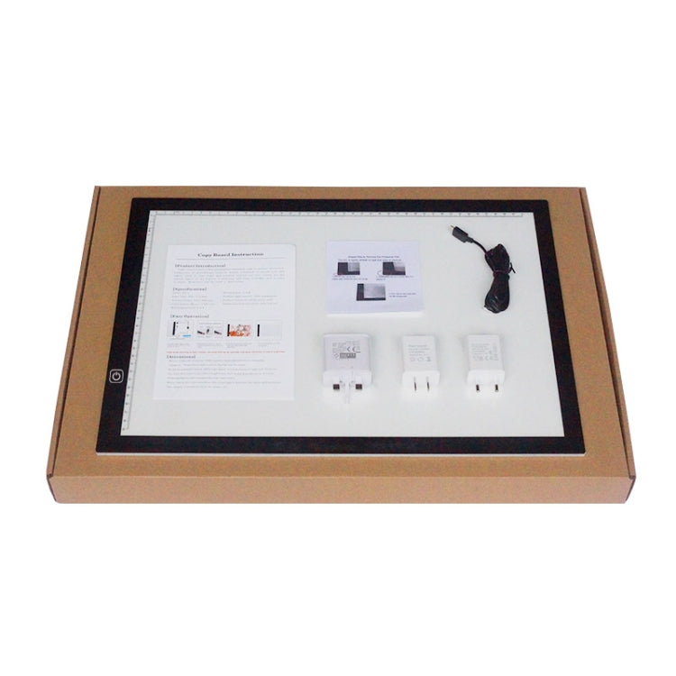 8W 5V LED USB สามระดับความสว่างหรี่แสงได้ A3 ขนาดอะคริลิคบอร์ดคัดลอก Anime Sketch Drawing Sketchpad พร้อมสาย USB และอะแดปเตอร์ไฟ, Three Level of Brightness Dimmable with USB Cable & Power Adapter