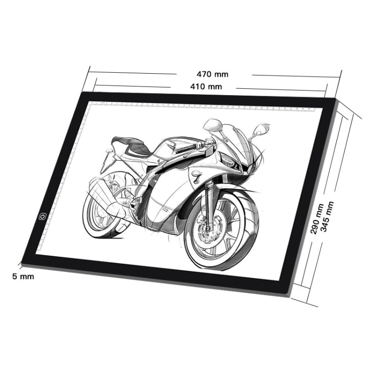 8W 5V LED USB สามระดับความสว่างหรี่แสงได้ A3 ขนาดอะคริลิคบอร์ดคัดลอก Anime Sketch Drawing Sketchpad พร้อมสาย USB และอะแดปเตอร์ไฟ, Three Level of Brightness Dimmable with USB Cable & Power Adapter