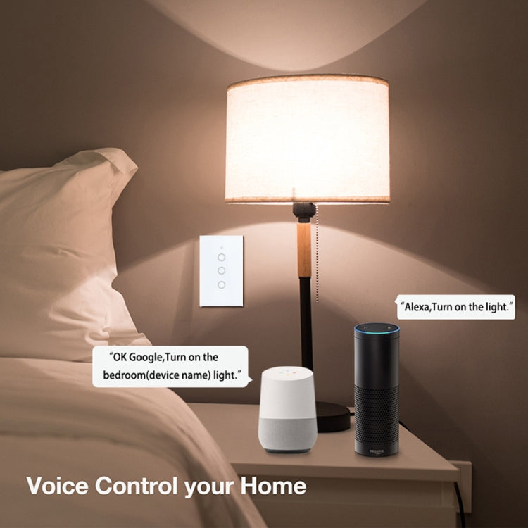 TC120 Wifi สวิตช์ไฟอัจฉริยะกระจกหน้าจอสัมผัสแผงควบคุมเสียงสวิตช์ผนังไร้สายทำงานร่วมกับ Alexa Echo / Google Home