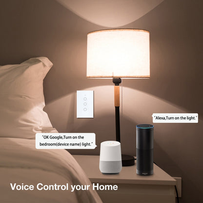TC120 Wifi สวิตช์ไฟอัจฉริยะกระจกหน้าจอสัมผัสแผงควบคุมเสียงสวิตช์ผนังไร้สายทำงานร่วมกับ Alexa Echo / Google Home