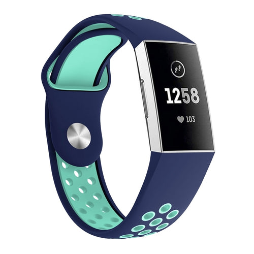 สายนาฬิกาซิลิโคนรูกลมสองสีสำหรับ Fitbit Charge 3 ขนาดสายนาฬิกา:130-195มม