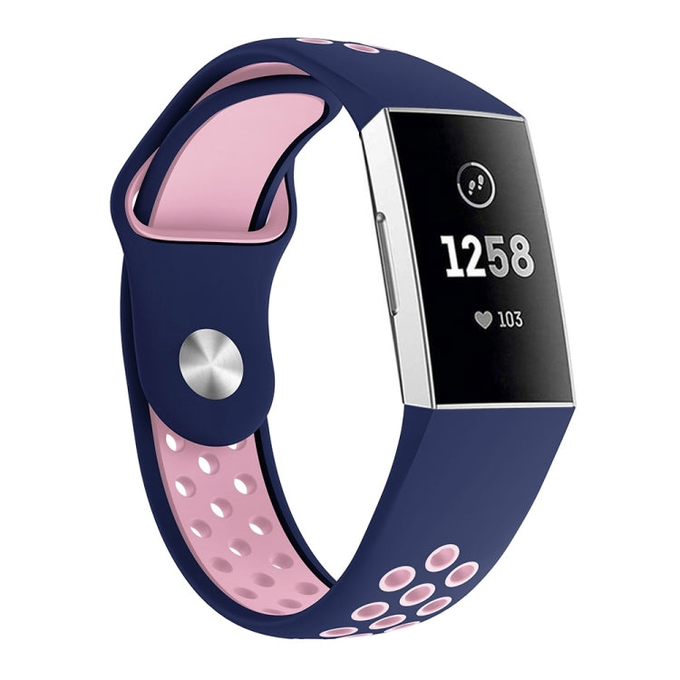 สายนาฬิกาซิลิโคนรูกลมสองสีสำหรับ Fitbit Charge 3 ขนาดสายนาฬิกา:130-195มม