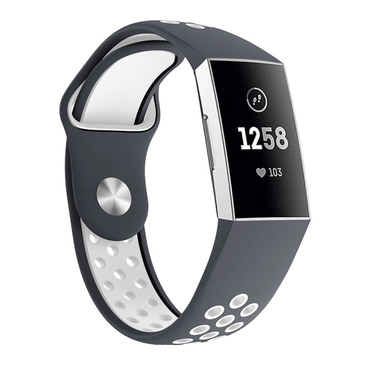 สายนาฬิกาซิลิโคนรูกลมสองสีสำหรับ Fitbit Charge 3 ขนาดสายนาฬิกา:130-195มม