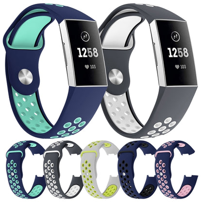 สายนาฬิกาซิลิโคนรูกลมสองสีสำหรับ Fitbit Charge 3 ขนาดสายนาฬิกา:130-195มม