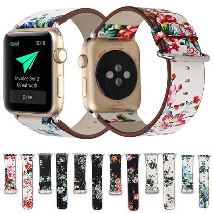 สำหรับ Apple Watch Ultra 49 มม./Series 8 & 7 45 มม./SE 2 & 6 & SE & 5 & 4 44 มม./3 & 2 & 1 42 มม.แฟชั่น Pastoralism สไตล์ดอกไม้เล็กๆรูปแบบผู้หญิงนาฬิกาหนังนาฬิกา, For 42mm A, For 42mm B, For 42mm C, For 42mm D, For 42mm E, For 42mm F