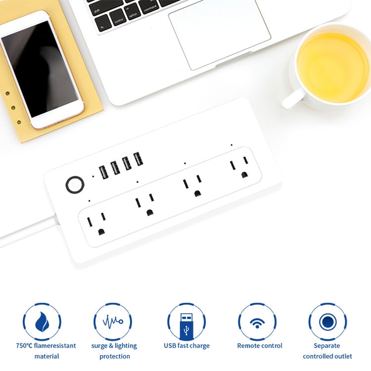 XS-A24 WiFi ปลั๊กเสียบไฟอัจฉริยะรีโมทคอนโทรลไร้สายสวิตช์ไฟจับเวลาพร้อมพอร์ต USB เข้ากันได้กับ Alexa และ Google Home รองรับ iOS และ Android ปลั๊ก US