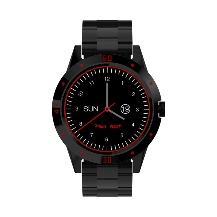 N6 Smart Watch 1.3 นิ้วหน้าจอ TFT MTK2502C Bluetooth4.0, สายนาฬิกาสแตนเลส, รองรับเครื่องวัดอัตราการเต้นของหัวใจ & Pedometer & Sleep Monitor & เตือนอยู่ประจำ, Stainless Steel Watch Strap/Black, Stainless Steel Watch Strap/Silver