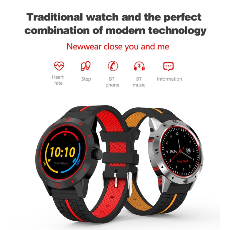 N6 สมาร์ทวอทช์ 1.3 นิ้วหน้าจอ TFT MTK2502C Bluetooth4.0, สายนาฬิกาซิลิโคน, รองรับเครื่องวัดอัตราการเต้นของหัวใจและเครื่องวัดจำนวนก้าวและเครื่องวัดการนอนหลับ & การแจ้งเตือนอยู่ประจำ, Silicone Watch Strap/Red, Silicone Watch Strap/Yellow