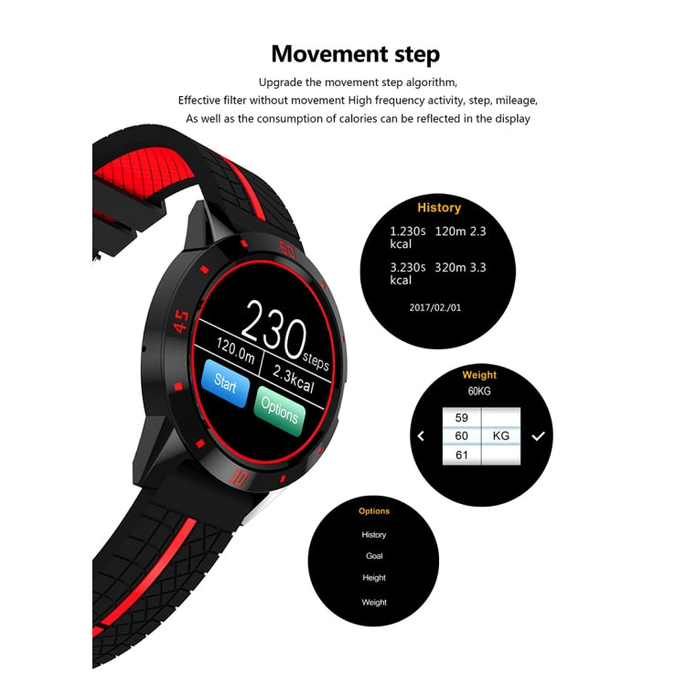 N6 สมาร์ทวอทช์ 1.3 นิ้วหน้าจอ TFT MTK2502C Bluetooth4.0, สายนาฬิกาซิลิโคน, รองรับเครื่องวัดอัตราการเต้นของหัวใจและเครื่องวัดจำนวนก้าวและเครื่องวัดการนอนหลับ & การแจ้งเตือนอยู่ประจำ, Silicone Watch Strap/Red, Silicone Watch Strap/Yellow