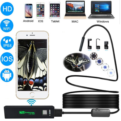 YPC110 กล้อง 8 มม. 2.0MP HD กล้องส่องกล้อง WiFi กล้องตรวจสอบท่องูพร้อมไฟ LED 8 ดวง, กันน้ำ IP68, เส้นผ่านศูนย์กลางเลนส์: 8 มม., ความยาว: 2 ม., ฮาร์ดไลน์, 2m Hard Line