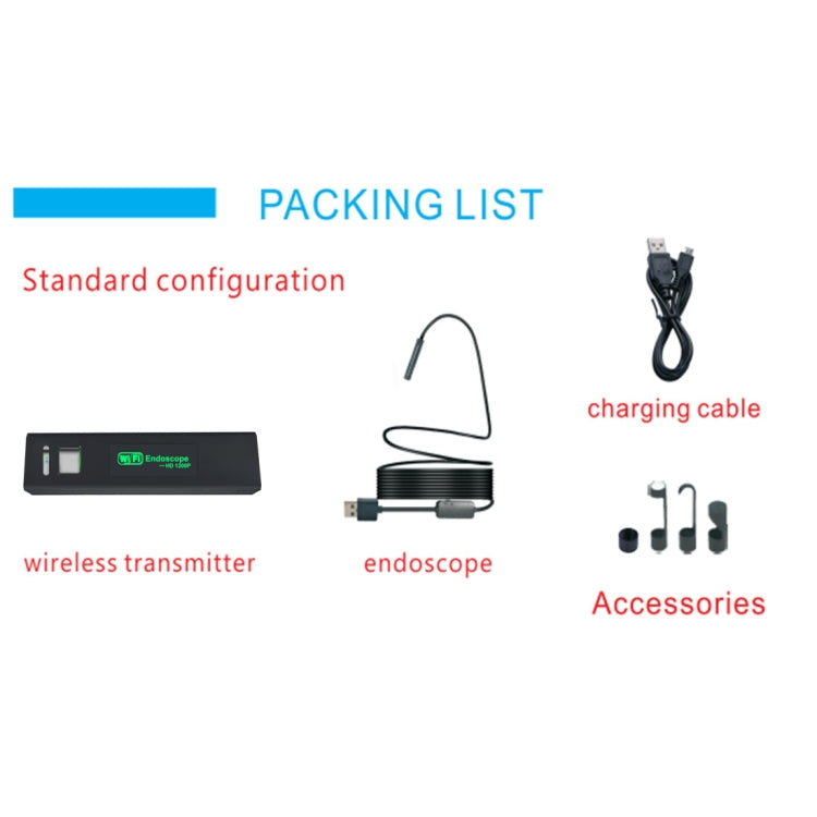 YPC110 8 มม. 2.0MP HD กล้อง WiFi กล้องเอนโดสโคปกล้องตรวจสอบท่องูพร้อม LED 8 ดวง, กันน้ำ IP68, เส้นผ่านศูนย์กลางเลนส์: 8 มม., ความยาว: 3.5 ม., ฮาร์ดไลน์, 3.5m Hard Line