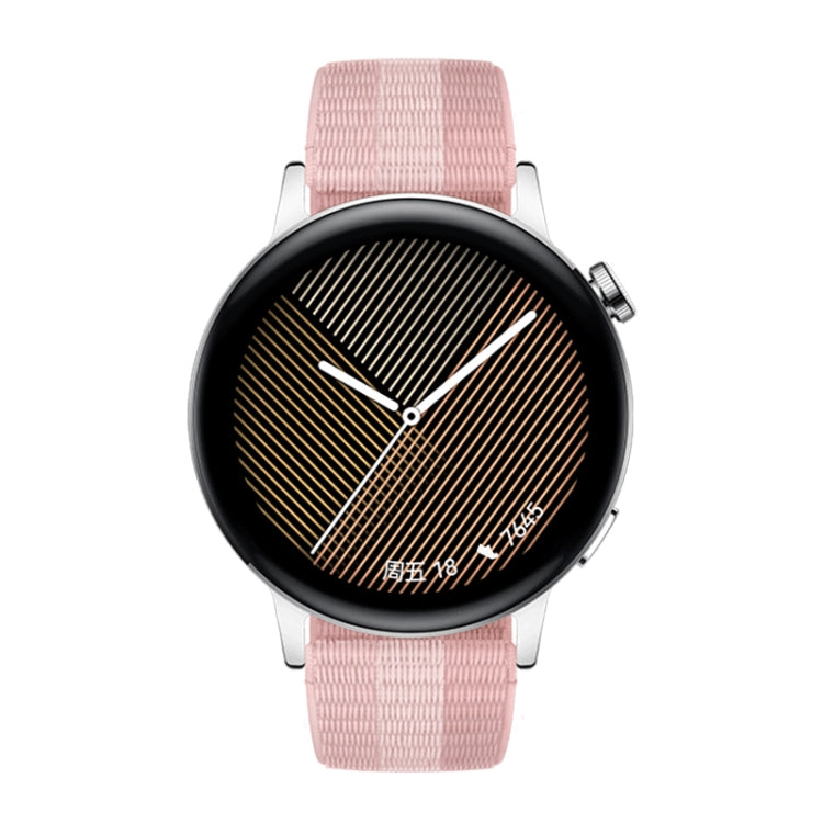 HUAWEI WATCH GT 3 สมาร์ทวอทช์ สายรัดข้อมือแบบถัก 42 มม. หน้าจอ AMOLED ขนาด 1.32 นิ้ว รองรับการตรวจวัดอัตราการเต้นของหัวใจ / GPS / อายุการใช้งานแบตเตอรี่ 7 วัน / NFC, GT 3 42mm Pink
