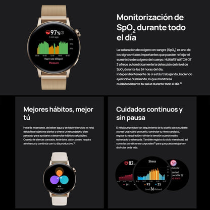HUAWEI WATCH GT 3 สมาร์ทวอทช์ สายรัดข้อมือแบบถัก 42 มม. หน้าจอ AMOLED ขนาด 1.32 นิ้ว รองรับการตรวจวัดอัตราการเต้นของหัวใจ / GPS / อายุการใช้งานแบตเตอรี่ 7 วัน / NFC, GT 3 42mm Pink