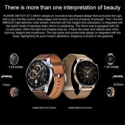 HUAWEI WATCH GT 3 สมาร์ทวอทช์ สายรัดข้อมือแบบถัก 42 มม. หน้าจอ AMOLED ขนาด 1.32 นิ้ว รองรับการตรวจวัดอัตราการเต้นของหัวใจ / GPS / อายุการใช้งานแบตเตอรี่ 7 วัน / NFC, GT 3 42mm Pink