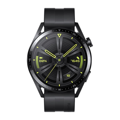 HUAWEI WATCH GT 3 สมาร์ทวอทช์ สายรัดข้อมือยาง 46 มม. หน้าจอ AMOLED ขนาด 1.43 นิ้ว รองรับการตรวจวัดอัตราการเต้นของหัวใจ / GPS / อายุการใช้งานแบตเตอรี่ 14 วัน / NFC, GT 3 46mm Black