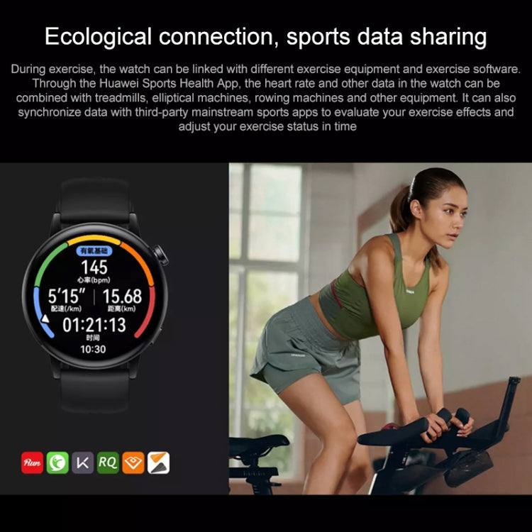 HUAWEI WATCH GT 3 สมาร์ทวอทช์ สายรัดข้อมือยาง 46 มม. หน้าจอ AMOLED ขนาด 1.43 นิ้ว รองรับการตรวจวัดอัตราการเต้นของหัวใจ / GPS / อายุการใช้งานแบตเตอรี่ 14 วัน / NFC, GT 3 46mm Black