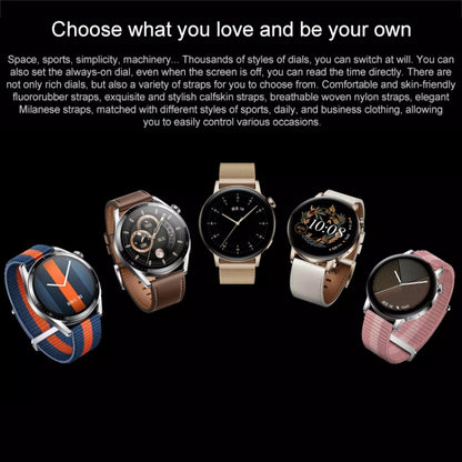 HUAWEI WATCH GT 3 สมาร์ทวอทช์ สายรัดข้อมือยาง 46 มม. หน้าจอ AMOLED ขนาด 1.43 นิ้ว รองรับการตรวจวัดอัตราการเต้นของหัวใจ / GPS / อายุการใช้งานแบตเตอรี่ 14 วัน / NFC, GT 3 46mm Black