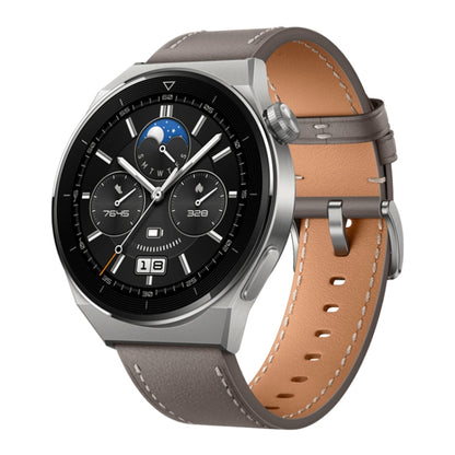 HUAWEI WATCH GT 3 Pro Titanium Smart Watch สายรัดข้อมือหนังแท้ 46 มม. หน้าจอ AMOLED ขนาด 1.43 นิ้ว รองรับ ECG / GPS / อายุการใช้งานแบตเตอรี่ 14 วัน, 46mm Rubber Wristband, 46mm Genuine Leather Wristband