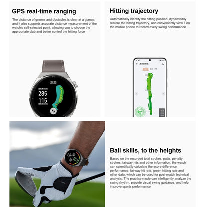 HUAWEI WATCH GT 3 Pro Titanium Smart Watch สายรัดข้อมือหนังแท้ 46 มม. หน้าจอ AMOLED ขนาด 1.43 นิ้ว รองรับ ECG / GPS / อายุการใช้งานแบตเตอรี่ 14 วัน, 46mm Rubber Wristband, 46mm Genuine Leather Wristband